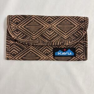 Kavu MONDO SPENDER Tri-Fold Wallet Polyester Brown Tribal Print